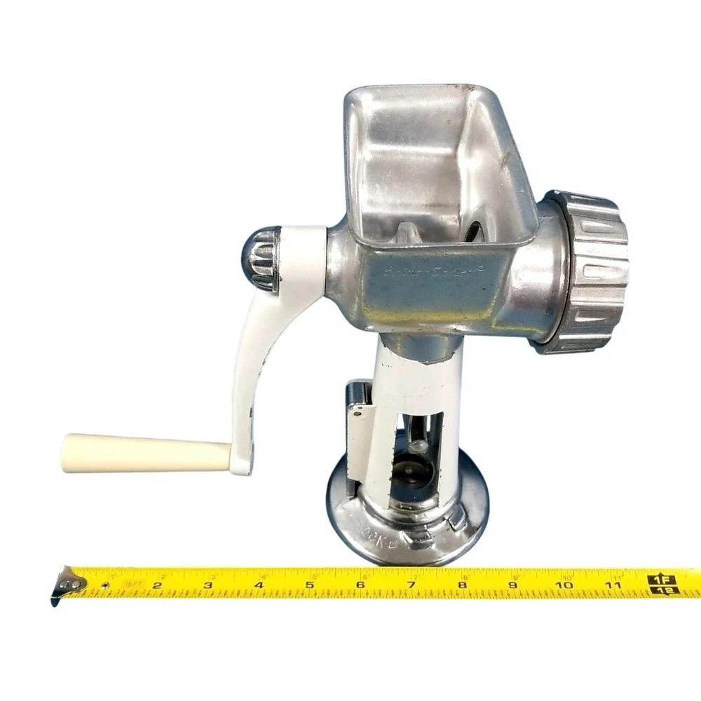 Vintage Rival Grind-O-Matic‎ 303 Manual Meat Grinder Silver White Suction Base